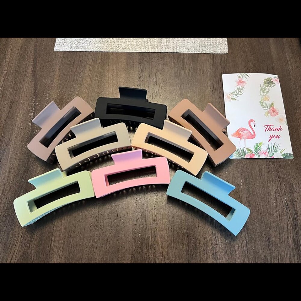 New 8PCS 4.1In Large Hair Claw Clips, Non-Slip Matte Banana Clips for Thick Hair